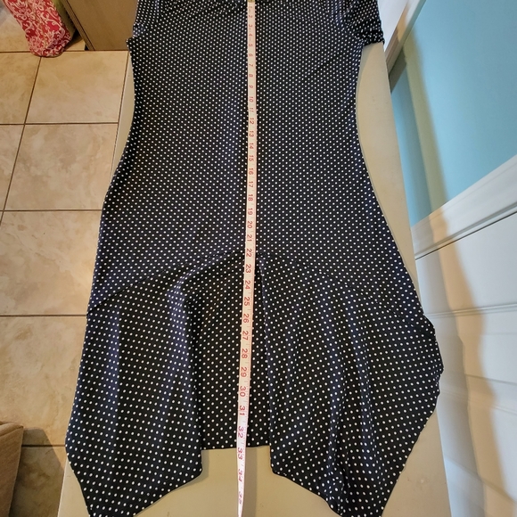 Michael Kors Black with White Polka Dot Dress with Shark-bite Hem Women's Size M - Picture 14 of 15